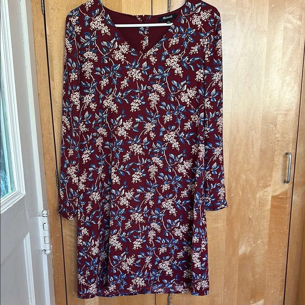 Madewell Floral Burgundy Dress, size xs